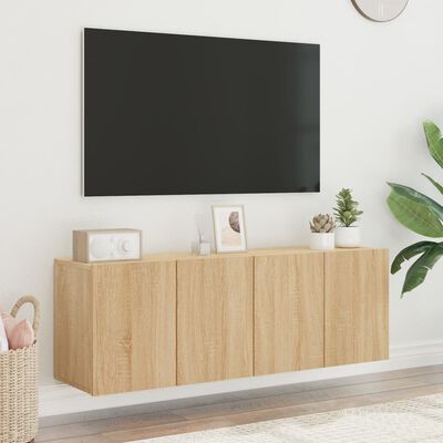 vidaXL Väggmonterad tv-bänk 2 st sonoma-ek 60x30x41 cm