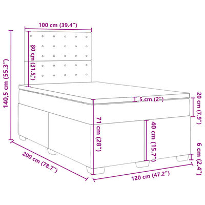 vidaXL Ramsäng med madrass ljusgrå 120x200 cm sammet