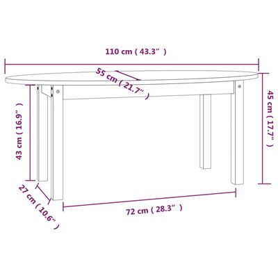 vidaXL Soffbord svart 110x55x45 cm massiv furu