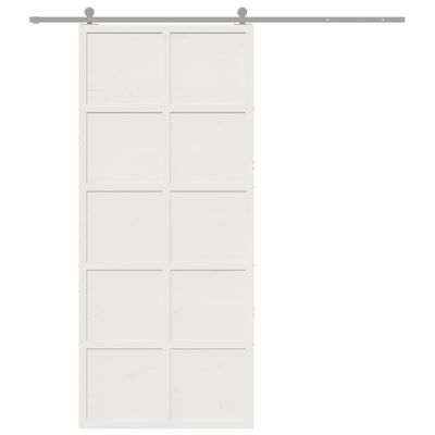 vidaXL Ladugårdsdörr vit 90x208 cm massiv furu