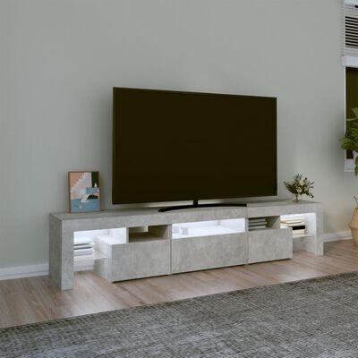 vidaXL Tv-bänk med LED-belysning betonggrå 200x36,5x40 cm