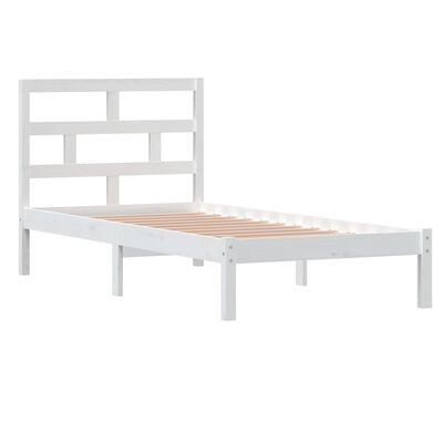 vidaXL Sängram massiv furu 90x190 cm vit