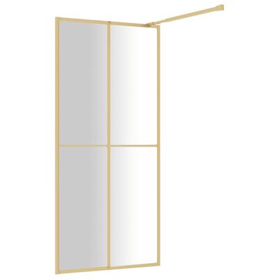 vidaXL Duschvägg med klart ESG-glas guld 90x195 cm