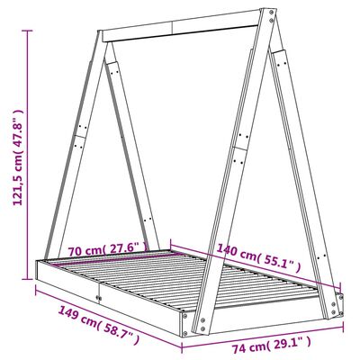 vidaXL Sängram för barnsäng 70x140 cm massiv furu