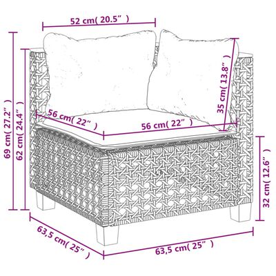 vidaXL Loungegrupp med dynor 6 delar svart konstrotting