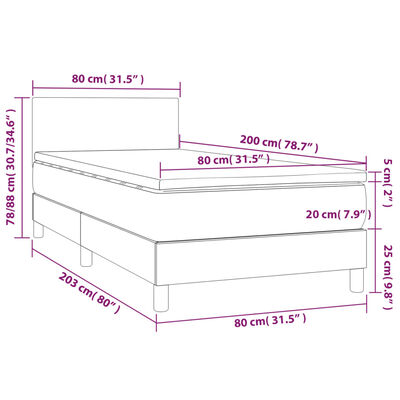 vidaXL Ramsäng med madrass & LED taupe 80x200 cm tyg