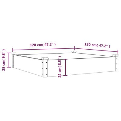 vidaXL Odlingslåda med foder 120x120x25 cm massivt granträ