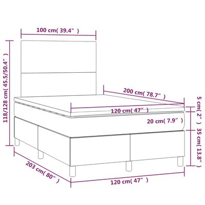 vidaXL Ramsäng med madrass grå 120x200 cm konstläder