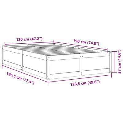 vidaXL Sängram utan madrass 120x190 cm massiv furu