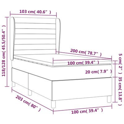 vidaXL Ramsäng med madrass svart 100x200 cm tyg