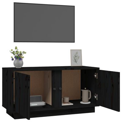 vidaXL Tv-bänk svart 80x35x40,5 cm massiv furu