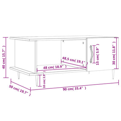 vidaXL Soffbord vit 90x50x40 cm konstruerat trä