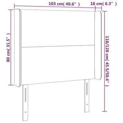 vidaXL Sänggavel med kanter mörkgrå 103x16x118/128 cm sammet