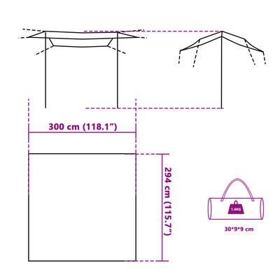 vidaXL Tarp blå 300x294 cm vattentät