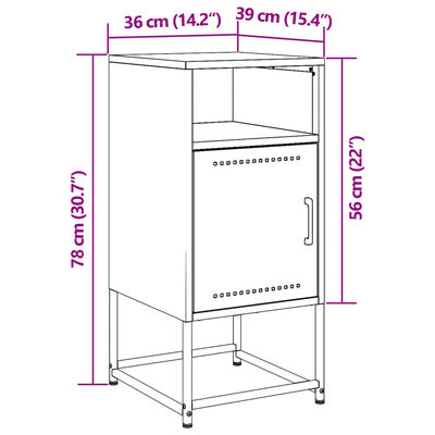 vidaXL Sängbord rosa 36x39x78 cm stål