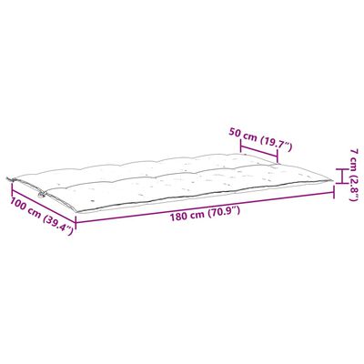 vidaXL Bänkdyna för trädgården antracit 180x(50+50)x7 cm oxfordtyg