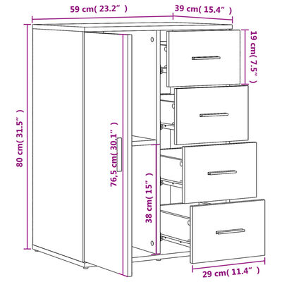 vidaXL Skänk svart 59x39x80 cm konstruerat trä