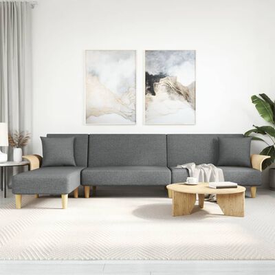 vidaXL L-formad bäddsoffa mörkgrå 279x140x70 cm tyg