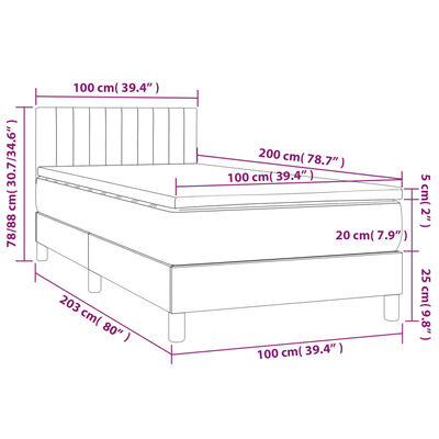 vidaXL Ramsäng med madrass ljusgrå 100x200 cm tyg