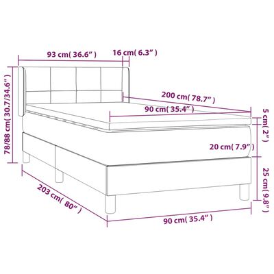 vidaXL Ramsäng med madrass taupe 90x200 cm tyg