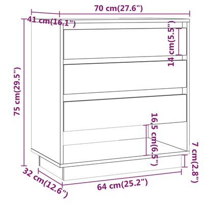 vidaXL Skänk vit 70x41x75 cm konstruerat trä