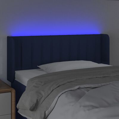 vidaXL Sänggavel LED blå 83x16x78/88 cm tyg