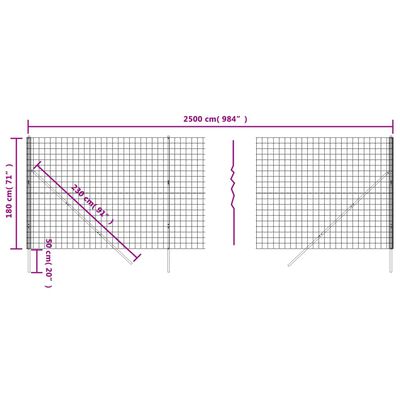 vidaXL Stängsel antracit 1,8x25 m galvaniserat stål