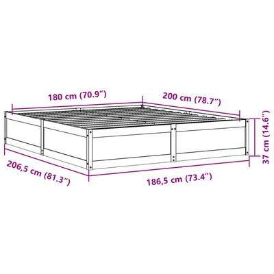 vidaXL Sängram utan madrass 180x200 cm massiv furu