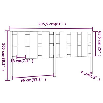 vidaXL Sänggavel 205,5x4x100 cm massiv furu