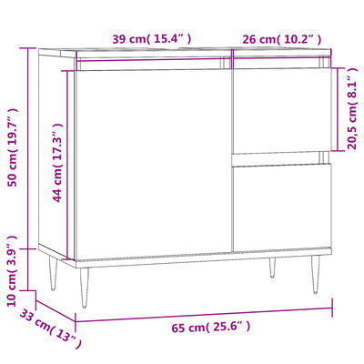 vidaXL Badrumsskåp svart 65x33x60 cm konstruerat trä