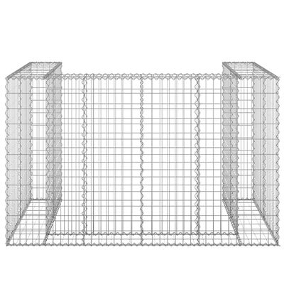 vidaXL Gabionmur för soptunnor galvaniserat stål 180x100x110 cm