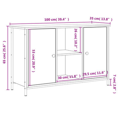 vidaXL Tv-bänk sonoma-ek 100x35x65 cm konstruerat trä