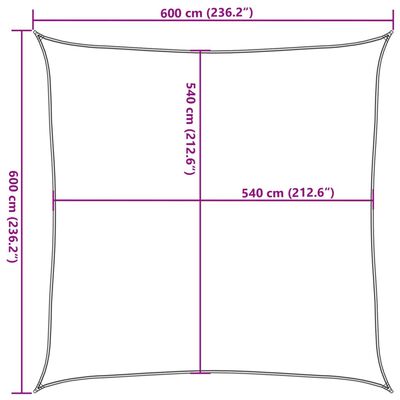 vidaXL Solsegel 160 g/m² fyrkantig sand 6x6 m HDPE