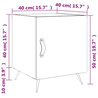 vidaXL Sängbord vit högglans 40x40x50 cm konstruerat trä