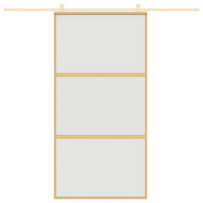 vidaXL Skjutdörr guld 102,5x205 cm frostat ESG-glas och aluminium