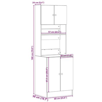 vidaXL Köksskåp vit 60x50x180 cm konstruerat trä