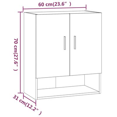 vidaXL Väggskåp rökfärgad ek 60x31x70 cm konstruerat trä