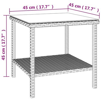 vidaXL Sidobord brunt 45x45x45 cm konstrotting och härdat glas