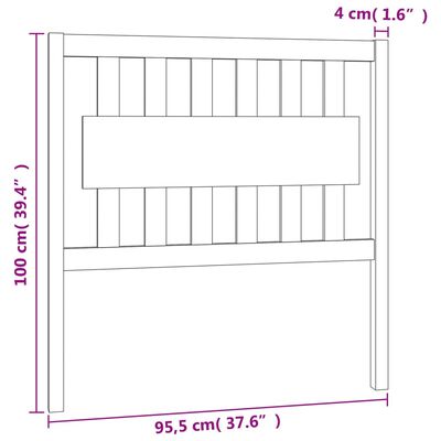 vidaXL Sänggavel honungsbrun 95,5x4x100 cm massiv furu