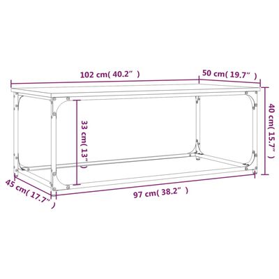 vidaXL Soffbord sonoma-ek 102x50x40 cm konstruerat trä och järn