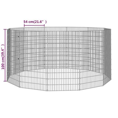 vidaXL Husdjursbur 12-panel 54x100 cm galvaniserat järn