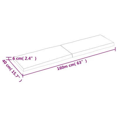 vidaXL Bordsskiva mörkbrun 160x40x(2-6) cm massivt trä levande kant