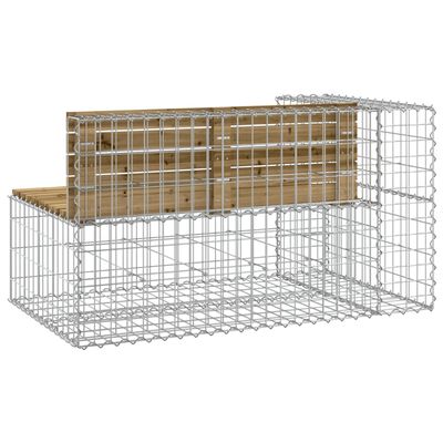 vidaXL Trädgårdsbänk gabion-design 122x71x65,5 cm impregnerad furu