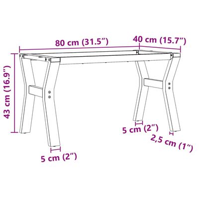 vidaXL Bordsben för soffbord Y-ram 80x40x43 cm gjutjärn