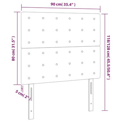 vidaXL Sänggavel LED svart 90x5x118/128 cm sammet