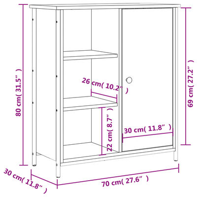 vidaXL Skänk brun ek 70x30x80 cm konstruerat trä