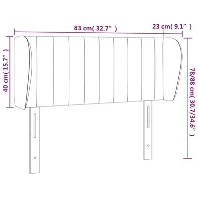 vidaXL Sänggavel med kanter svart 83x23x78/88 cm tyg