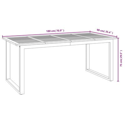 vidaXL Matgrupp för trädgården 7 delar massivt akacia&metall