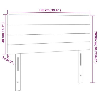 vidaXL Sänggavel ljusgrå 100x5x78/88 cm tyg