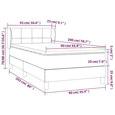 vidaXL Ramsäng med madrass mörkgrön 90x200 cm sammet